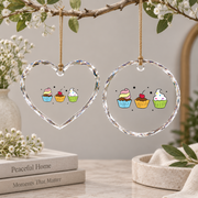 Cupcake Lover Sweet Baking Gift Kitchen Holiday Decoration Glass Ornament - Material: Heart Glass Ornament