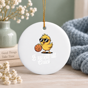 Cute Basketball Chick Sports Lover Glass Ornament - Material: Circle Ceramic Ornament