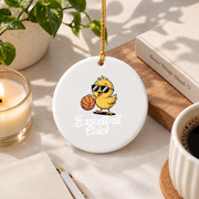 Cute Basketball Chick Sports Lover Glass Ornament - Material: Circle Ceramic Ornament