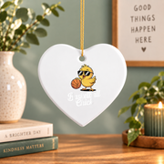 Cute Basketball Chick Sports Lover Glass Ornament - Material: Heart Ceramic Ornament