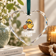 Cute Basketball Chick Sports Lover Glass Ornament - Material: Heart Glass Ornament