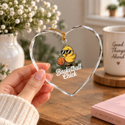 Cute Basketball Chick Sports Lover Glass Ornament - Material: Heart Glass Ornament