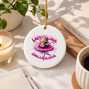 Cute Cappuccino Ballerina Coffee Dance Theme Glass Ornament - Material: Circle Ceramic Ornament