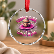 Cute Cappuccino Ballerina Coffee Dance Theme Glass Ornament - Material: Circle Glass Ornament