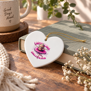 Cute Cappuccino Ballerina Coffee Dance Theme Glass Ornament - Material: Heart Ceramic Ornament
