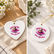 Cute Cappuccino Ballerina Coffee Dance Theme Glass Ornament - Material: Heart Ceramic Ornament