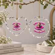Cute Cappuccino Ballerina Coffee Dance Theme Glass Ornament - Material: Heart Glass Ornament