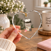 Cute Cat Cafe Coffee Kawaii Neko Glass Ornament - Material: Heart Glass Ornament