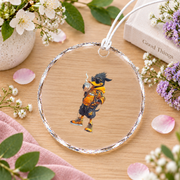 Cute Coffee Duck Cartoon Animal Coffee Lover Gift Glass Ornament - Material: Circle Glass Ornament