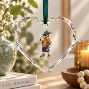 Cute Coffee Duck Cartoon Animal Coffee Lover Gift Glass Ornament - Material: Heart Glass Ornament