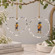 Cute Coffee Duck Cartoon Animal Coffee Lover Gift Glass Ornament - Material: Heart Glass Ornament