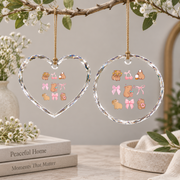 Cute Coquette Bow Capybara Pajama Lover Gift For Girls Glass Ornament - Material: Heart Glass Ornament