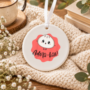 Cute Dumpling Food Pun Baby Shower Ceramic Ornament - Material: Circle Ceramic Ornament