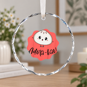 Cute Dumpling Food Pun Baby Shower Ceramic Ornament - Material: Circle Glass Ornament
