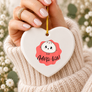 Cute Dumpling Food Pun Baby Shower Ceramic Ornament - Material: Heart Ceramic Ornament
