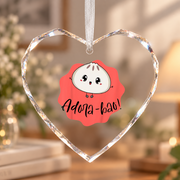Cute Dumpling Food Pun Baby Shower Ceramic Ornament - Material: Heart Glass Ornament
