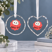 Cute Dumpling Food Pun Baby Shower Ceramic Ornament - Material: Heart Glass Ornament