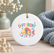 Cute Fish Autism Awareness Ornament Glass Ornament - Material: Circle Ceramic Ornament