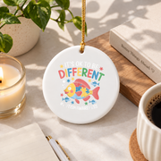 Cute Fish Autism Awareness Ornament Glass Ornament - Material: Circle Ceramic Ornament