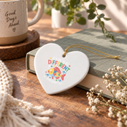 Cute Fish Autism Awareness Ornament Glass Ornament - Material: Heart Ceramic Ornament