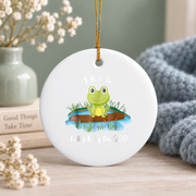 Cute Frog Pond Christian Inspired Gift Glass Ornament - Material: Circle Ceramic Ornament