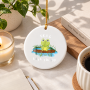 Cute Frog Pond Christian Inspired Gift Glass Ornament - Material: Circle Ceramic Ornament