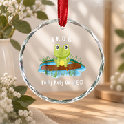Cute Frog Pond Christian Inspired Gift Glass Ornament - Material: Circle Glass Ornament