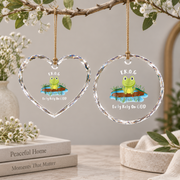 Cute Frog Pond Christian Inspired Gift Glass Ornament - Material: Heart Glass Ornament