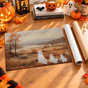 Cute Ghost Family Halloween TV Art Spooky Autumn Farmhouse Classic Wall Poster - Format: Rolled Canvas