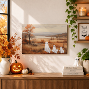 Cute Ghost Family Halloween TV Art Spooky Autumn Farmhouse Classic Wall Poster - Format: Unframed Paper Poster
