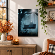 Cute Ghost Painting Halloween Wall Art Whimsigoth Spooky Interior Decor Rustic Farmhouse Print - Format: Unframed Paper Poster