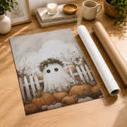 Cute Ghost Wall Art Halloween Poster Pumpkin Ghost Print Trendy Halloween Unframed - Format: Rolled Canvas