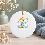 Cute Giraffe Pediatric Dentist Hygienist Gift Glass Ornament - Material: Circle Ceramic Ornament