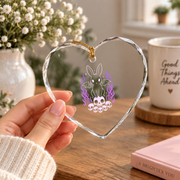 Cute Goth Bunny Skulls Creepy Kawaii Pastel Purple Flame Glass Ornament - Material: Heart Glass Ornament