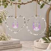 Cute Goth Bunny Skulls Creepy Kawaii Pastel Purple Flame Glass Ornament - Material: Heart Glass Ornament