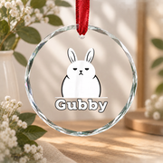 Cute Grumpy Bunny Character Inspired Glass Ornament - Material: Circle Glass Ornament