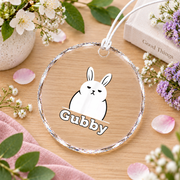 Cute Grumpy Bunny Character Inspired Glass Ornament - Material: Circle Glass Ornament