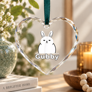 Cute Grumpy Bunny Character Inspired Glass Ornament - Material: Heart Glass Ornament