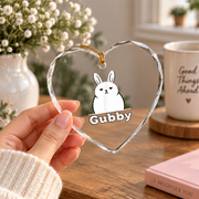 Cute Grumpy Bunny Character Inspired Glass Ornament - Material: Heart Glass Ornament