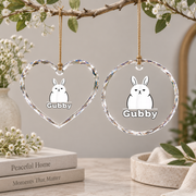 Cute Grumpy Bunny Character Inspired Glass Ornament - Material: Heart Glass Ornament