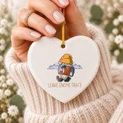 Cute Hiking Gnome Mountain Camping Ceramic Ornament - Material: Heart Ceramic Ornament