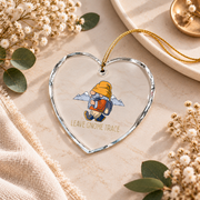 Cute Hiking Gnome Mountain Camping Ceramic Ornament - Material: Heart Glass Ornament