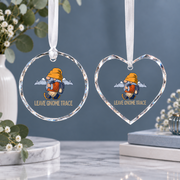 Cute Hiking Gnome Mountain Camping Ceramic Ornament - Material: Heart Glass Ornament