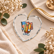 Cute Hotdog Patriotic Celebration Ceramic Ornament - Material: Heart Glass Ornament
