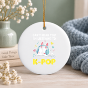 Cute Kawaii Bunny Pop Music Inspired Everyday Glass Ornament - Material: Circle Ceramic Ornament