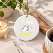 Cute Kawaii Bunny Pop Music Inspired Everyday Glass Ornament - Material: Circle Ceramic Ornament