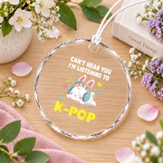Cute Kawaii Bunny Pop Music Inspired Everyday Glass Ornament - Material: Circle Glass Ornament