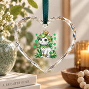 Cute Kitten St Patrick's Day Lover Glass Ornament - Material: Heart Glass Ornament