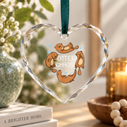 Cute Otter Sleeping Chaos Animal Lover Glass Ornament - Material: Heart Glass Ornament