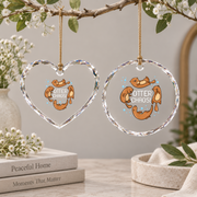 Cute Otter Sleeping Chaos Animal Lover Glass Ornament - Material: Heart Glass Ornament